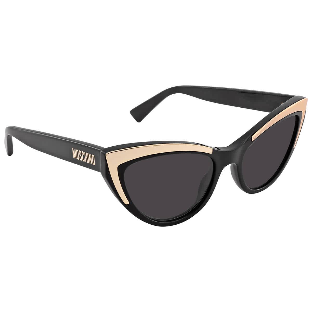 Moschino MOS093/S 0807 IR Sunglasses Black Cat Eye Frame, Grey Lenses Moschino Grey Wrap Men main image 4