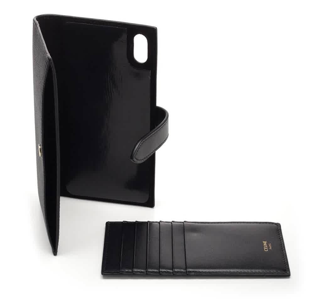 CELINE black leather iPhone XS MAX Clutch Wallet on Chain WOC Bag at 1stDibs