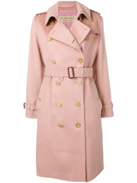 Schuine streep water Afkeer Burberry Cashmere Trench Coat in Pink | Lyst