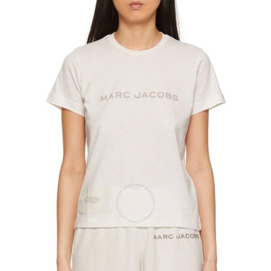 Marc Jacobs Chalk Cotton Logo The T-shirt in Gray | Lyst