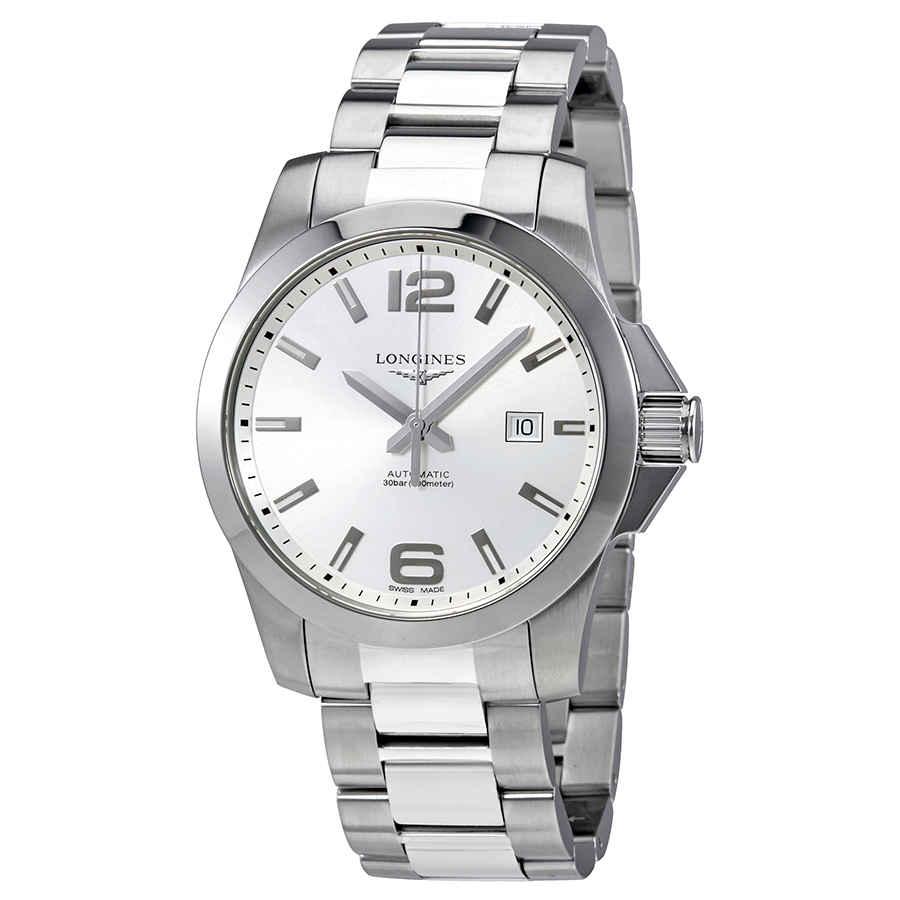 Longines Conquest Automatic Silver Dial Mens 39mm Watch in Silver Tone