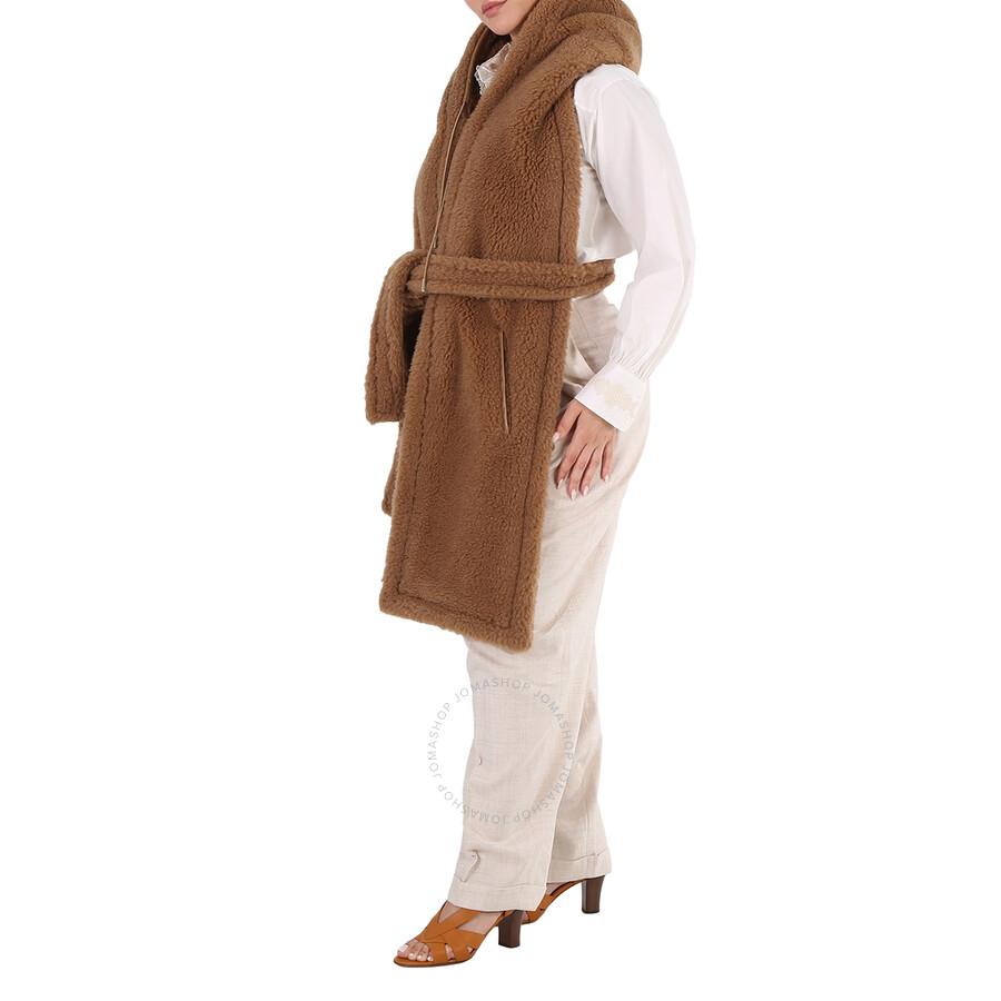 Max Mara Camel Corea Teddy Wool-blend Long Wrap Stole in Brown | Lyst