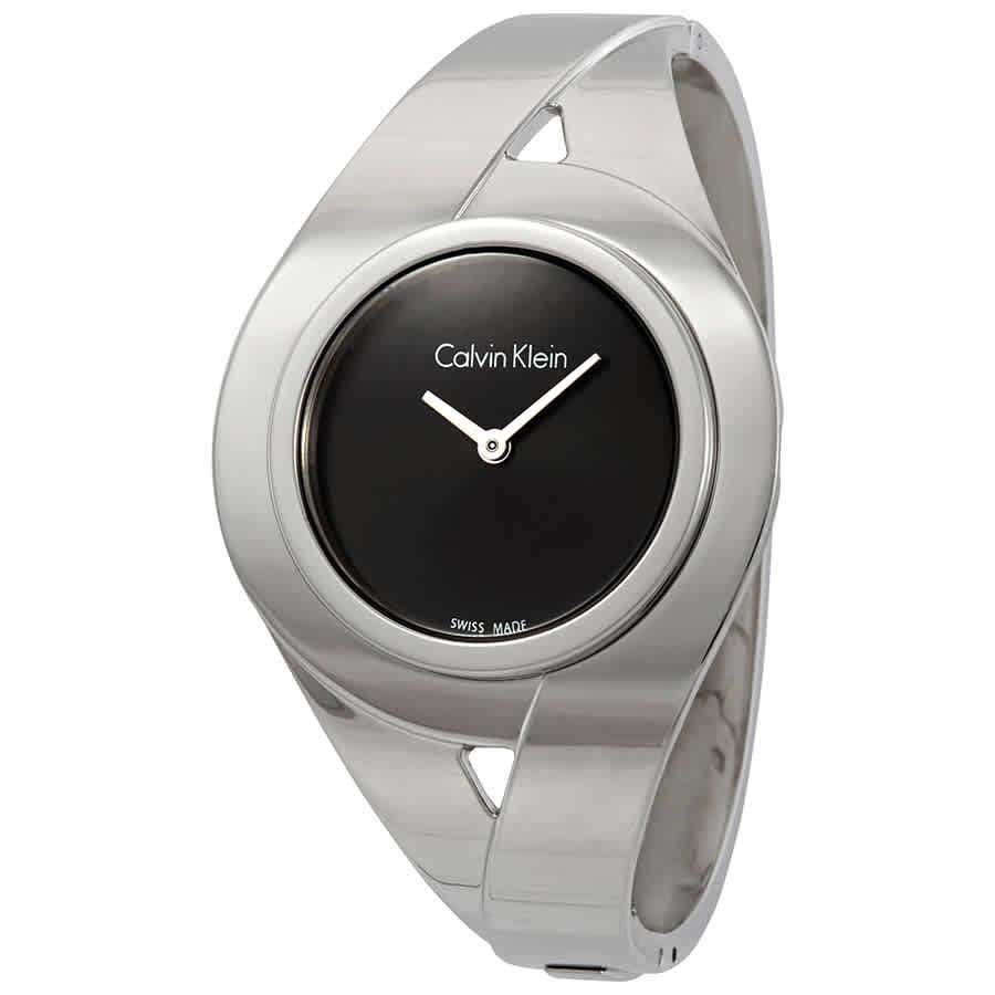 Calvin Klein Sensual Black Dial Ladies Small Bangle Watch In Blacksilver Tone Metallic Lyst 6871