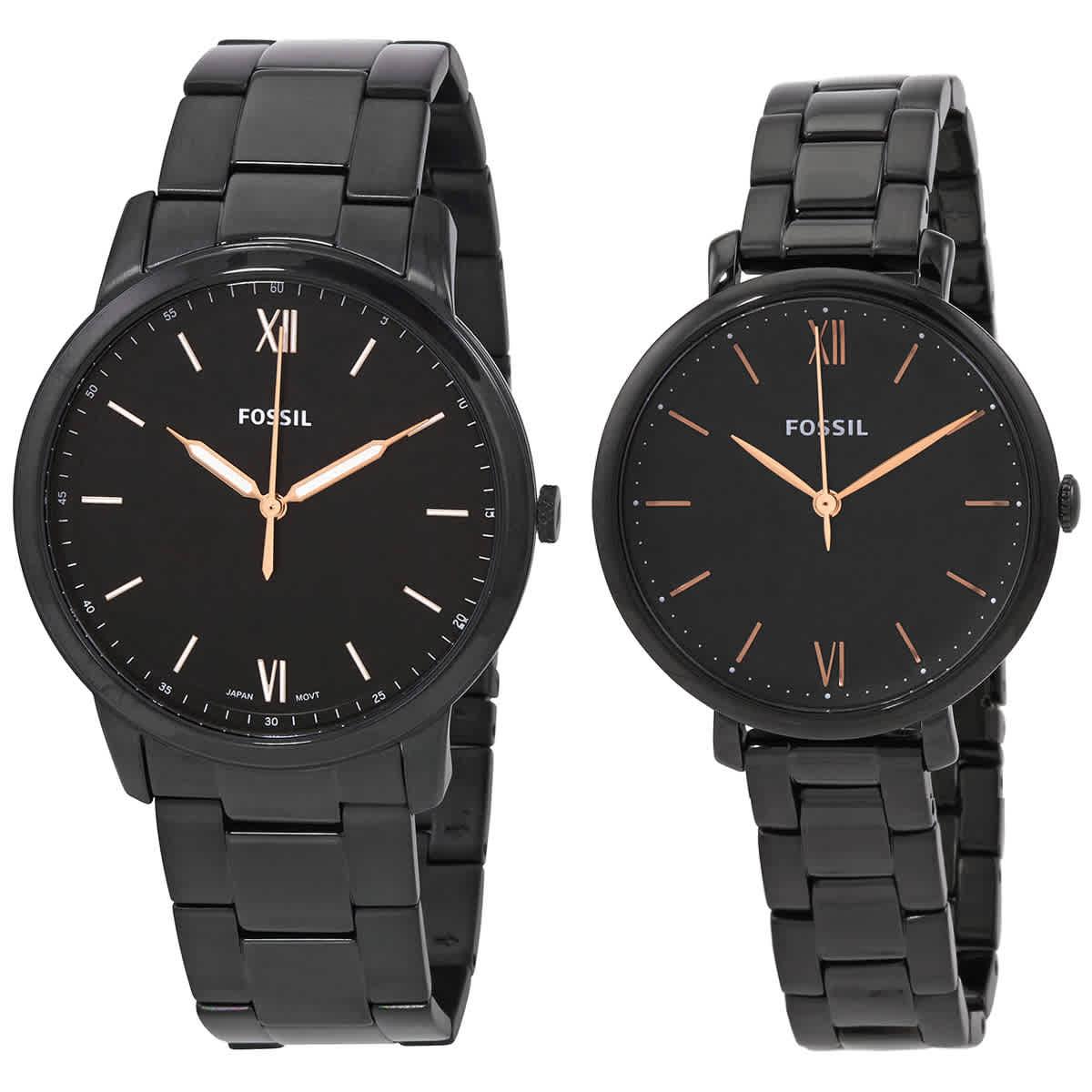 Fossil His \u0026 Her Three-hand Black 