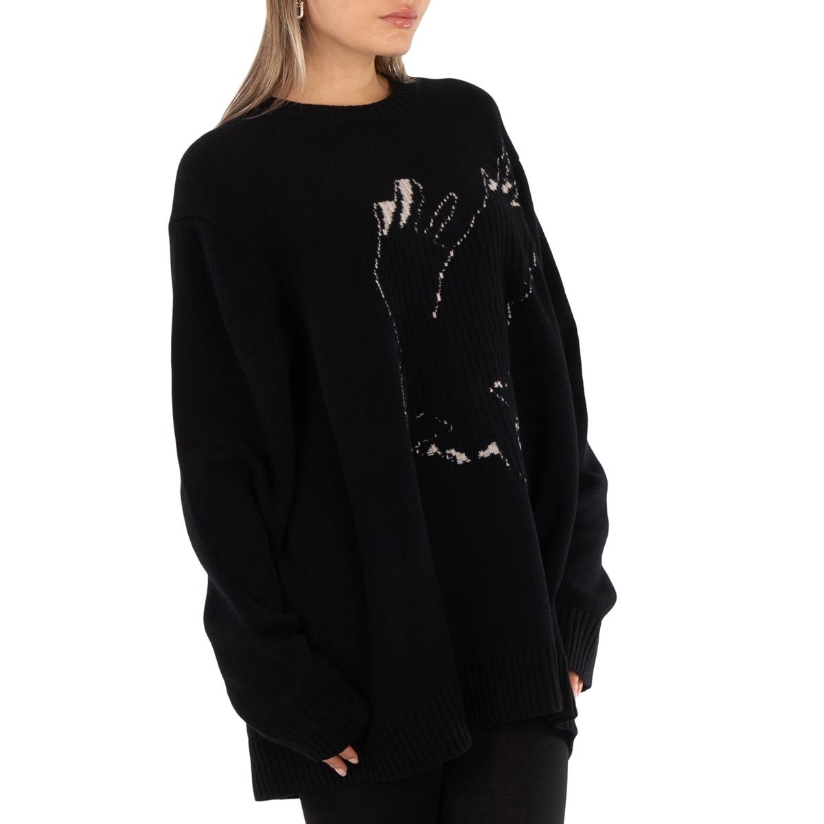 Y's Yohji Yamamoto Ys Wool Crow Motif Long-Sleeved Pullover, Brand