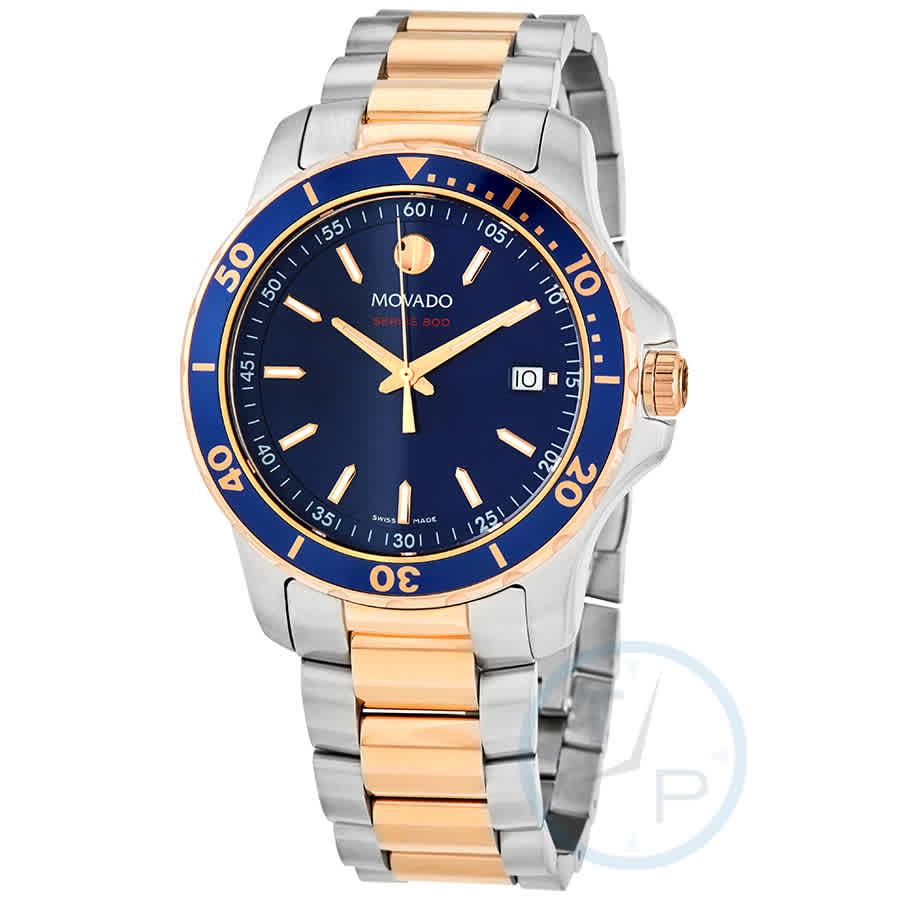 movado series 800 blue dial chronograph