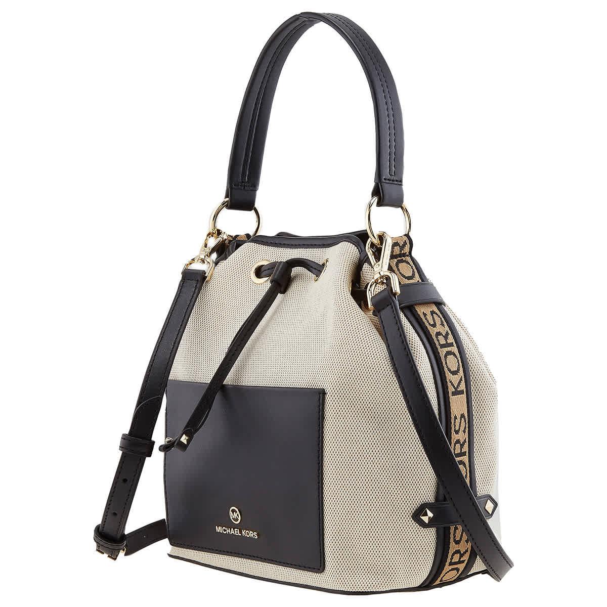 Michael Kors Collection Canvas & Leather Bucket Bag in Black
