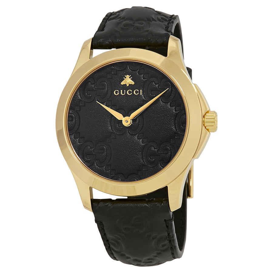 Gucci Womens Ya1264034 G-timeless Signature Gold-plated Stainless And Leather Watch - Save 34% - Lyst