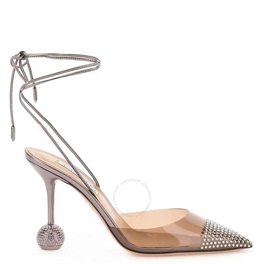 Aquazzura Pewter Nights 95 Pointed Toe Pumps in Metallic Lyst