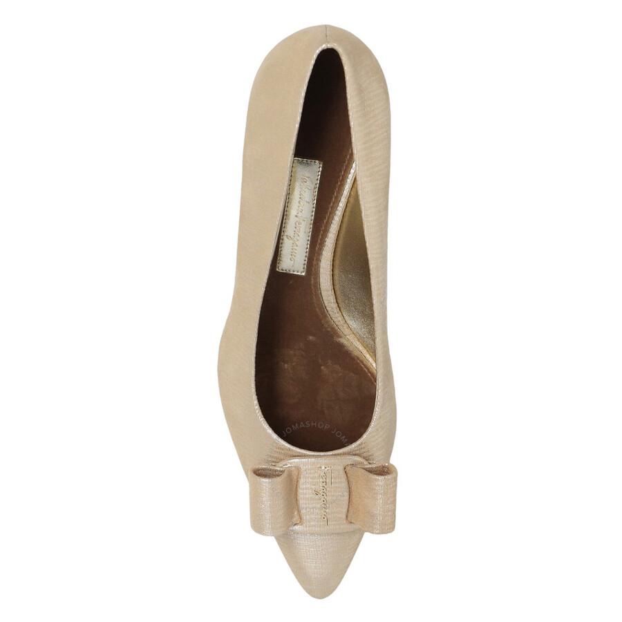 Ferragamo Salvatore Ladies Viva Bow 55 Pump Shoes in Natural | Lyst