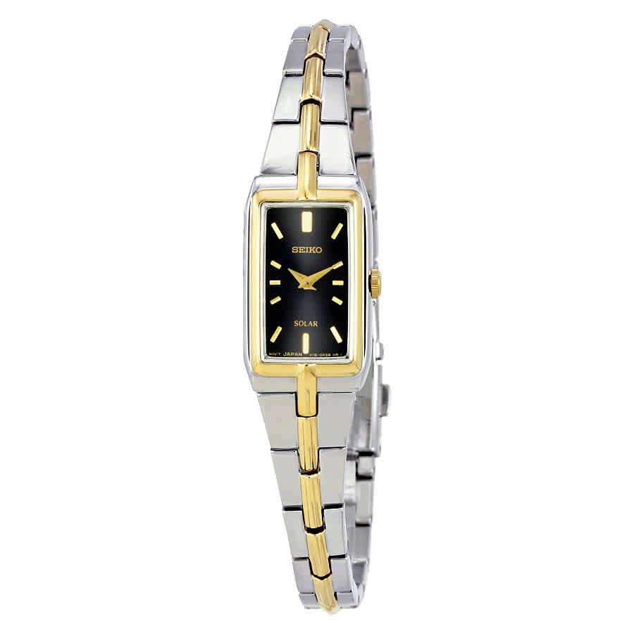 Seiko Black Dial Two Tone Ladies Watch In Blackgold Tonesilver Tonetwo Metallic Lyst 