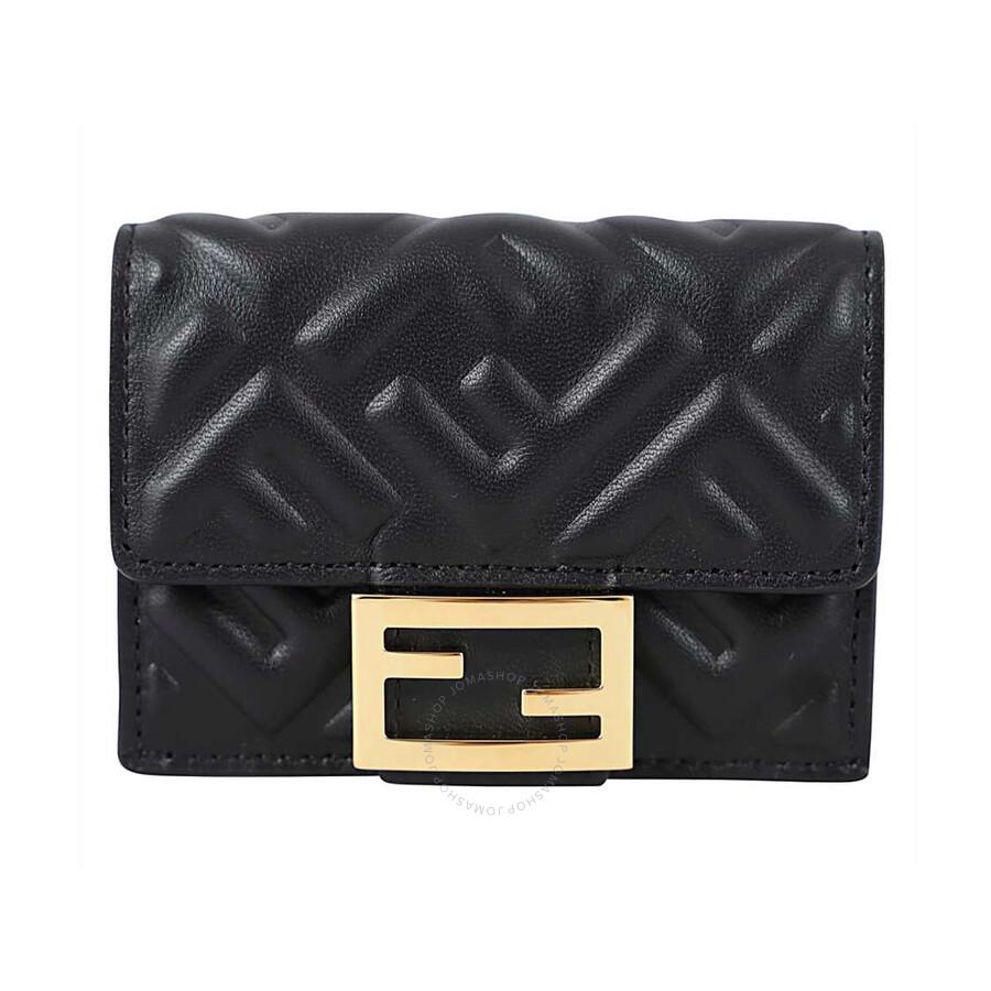 Fendi Ladies Nappa Leather Micro Trifold Wallet in Black Lyst UK