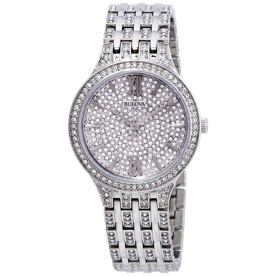 Bulova Crystal Silver Dial Ladies Watch in Silver Tone (Metallic) Lyst