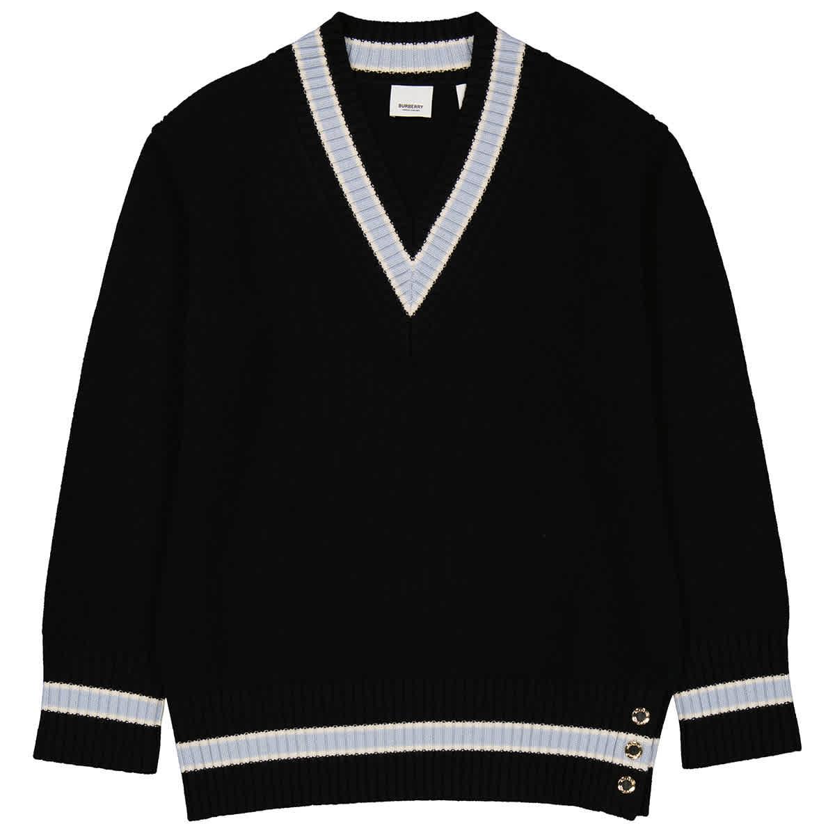 Burberry Wool Oversized Cricket Sweater in Black | Lyst