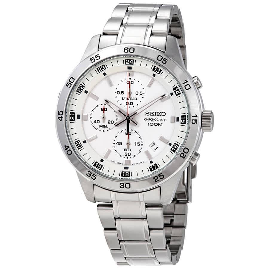 seiko chronograph white dial men's watch