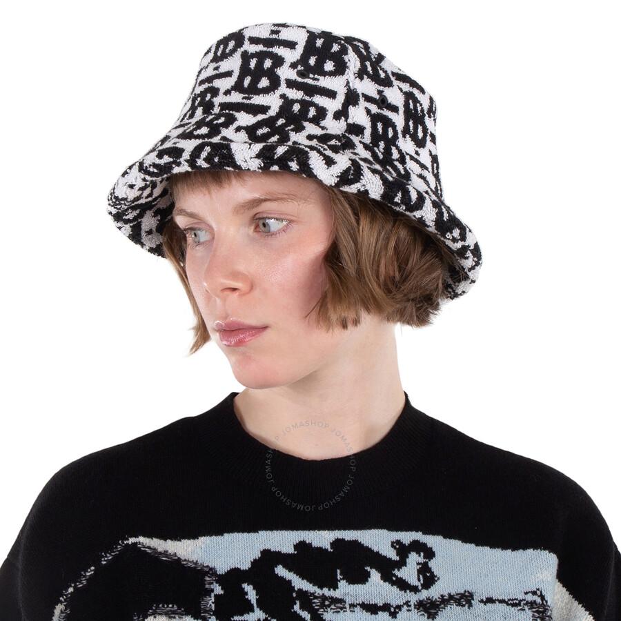 Burberry【☆ Cotton Monogram Jacquard Towel Bucket Hat】 Burberry Cotton Monogram Jacquard Bucket Hat in Black | Lyst