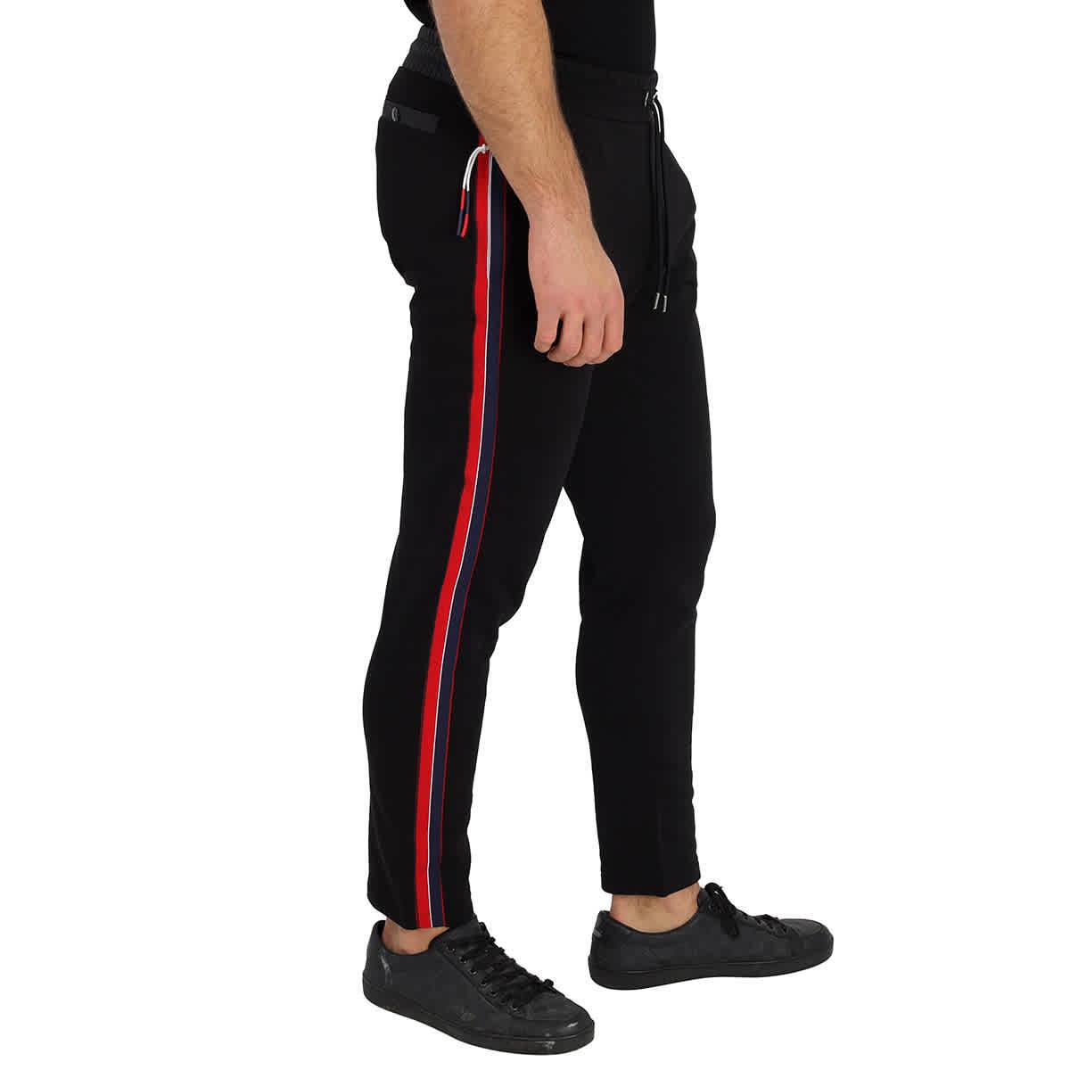 Moncler Side Logo Stripe Print Track Pants in Black for Men Lyst UK