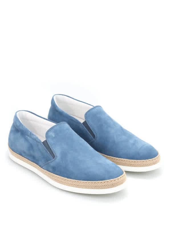 Tod's Mens Woad Calfskin Leather Slip Ons in Blue for Men - Lyst