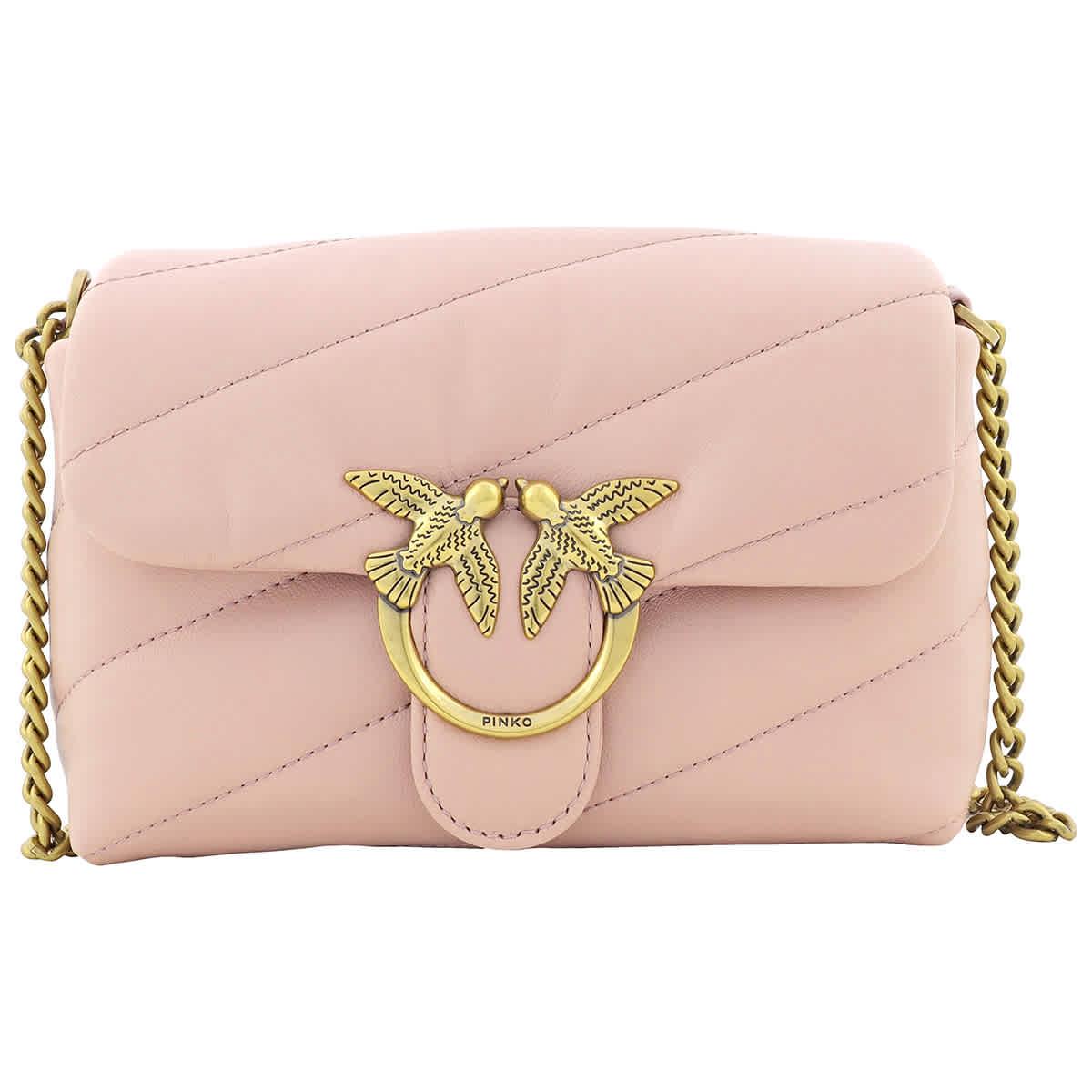 Pinko Ra/polvere Ra/antique Gold Baby Love Quilted Puff Bag in Pink | Lyst