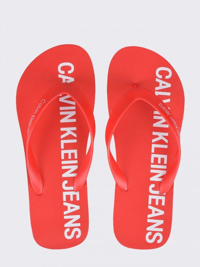 calvin klein flip flops red