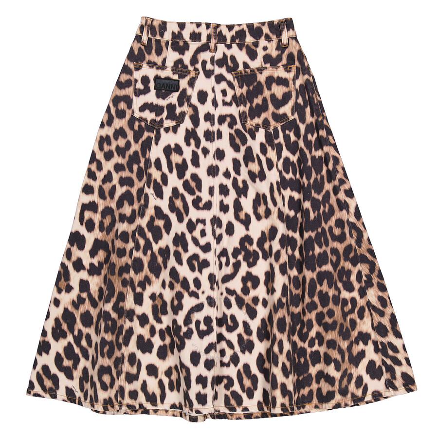 Pink leopard print denim skirt 2025