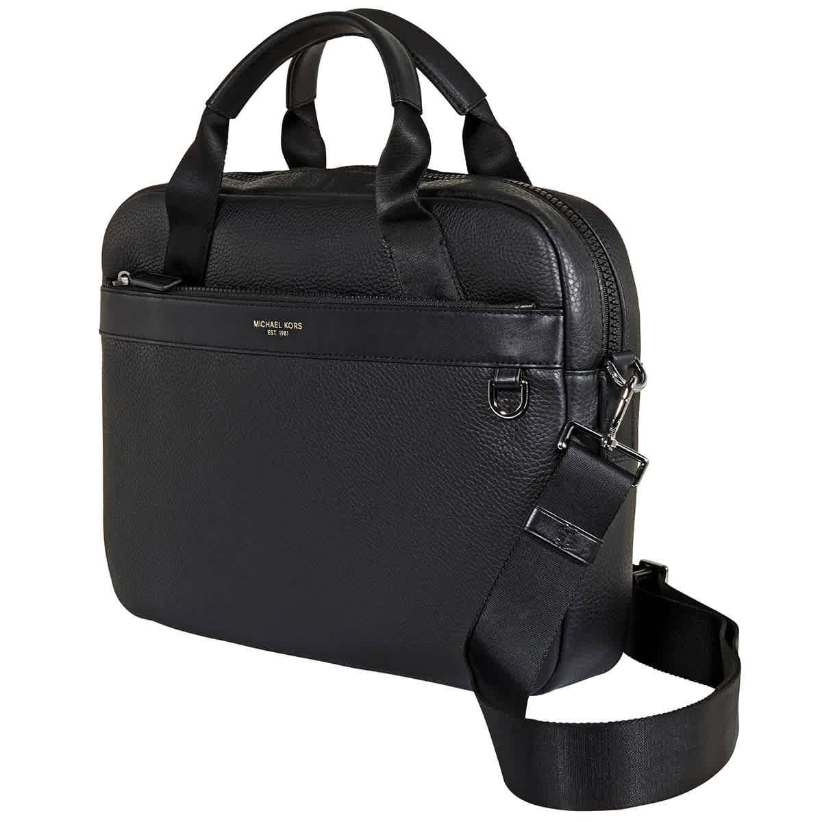 Michael Kors Greyson Slim Pebbled Leather Briefcase in Black,Grey (Black)  for Men - Lyst
