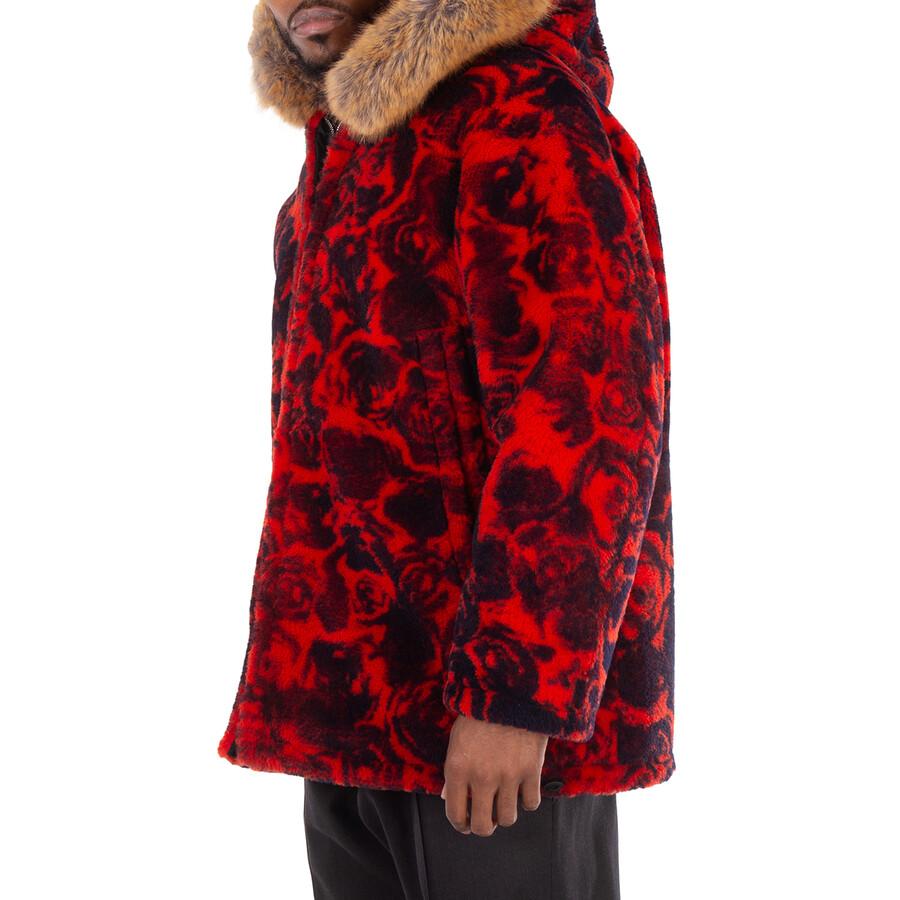 Burberry Shearling Jacket With Floral Print in Red for Men Lyst UK