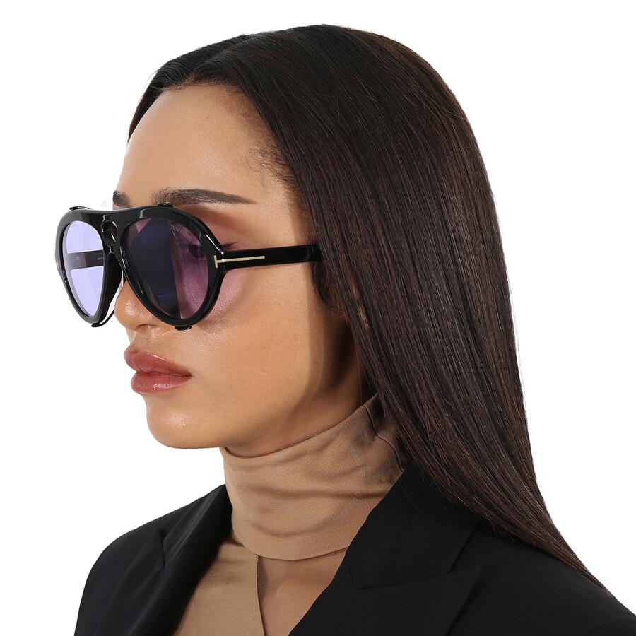 Tom Ford Neughman Violet Pilot Sunglasses Ft0882 01y 60 in Black