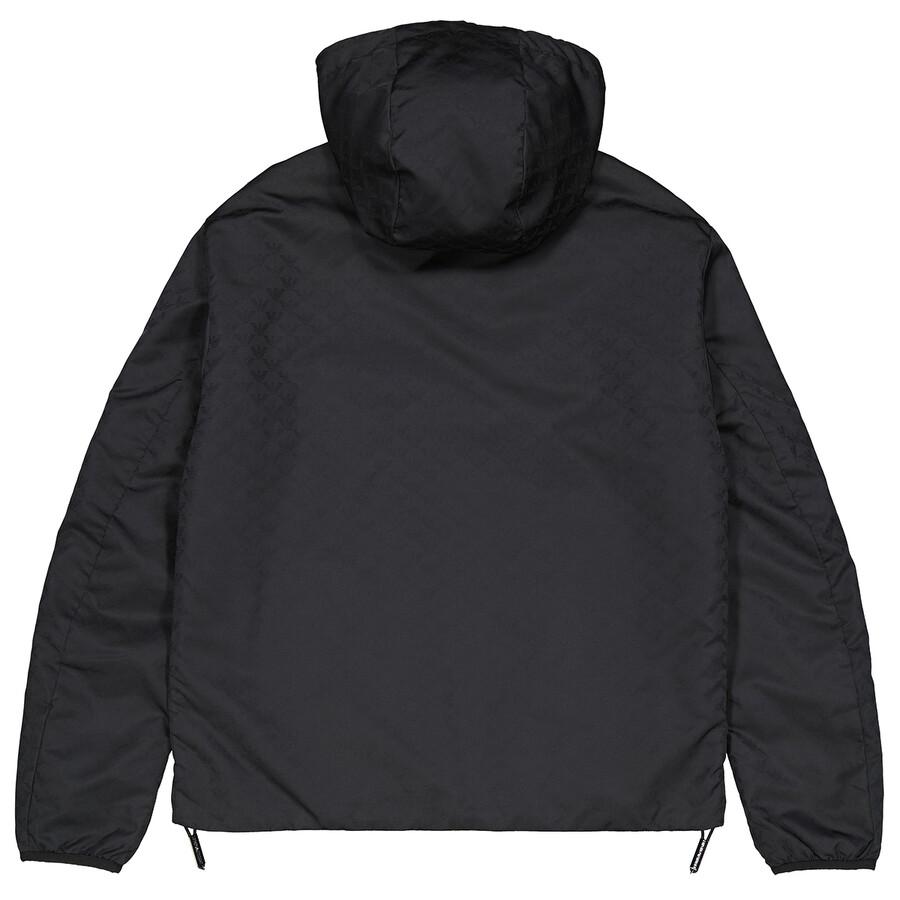 Emporio Armani Jacquard Monogram Hooded Nylon Blouson Jacket in 
