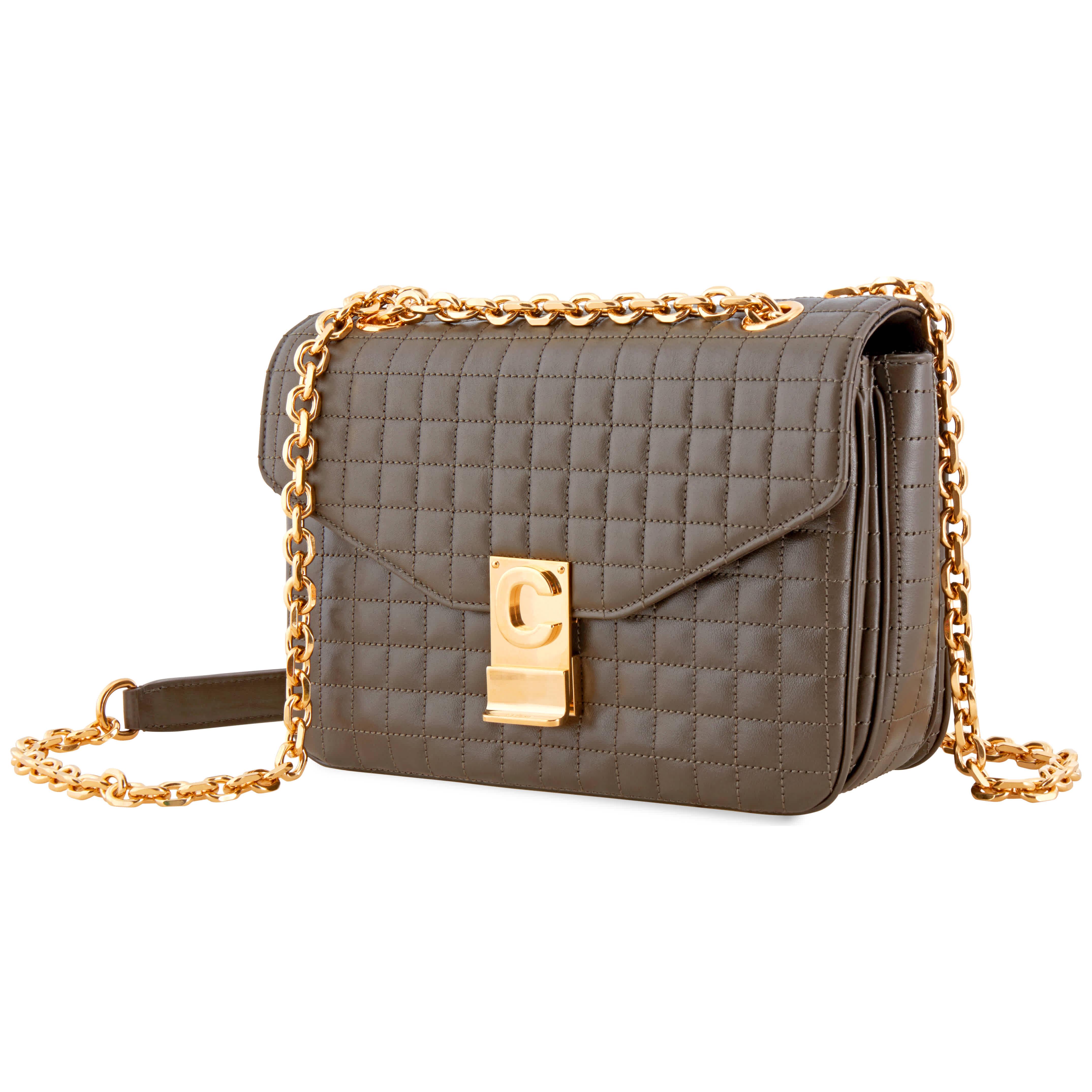 Celine Leather Khaki Medium C Shoulder Bag in Beige,Gold Tone (Natural) Lyst