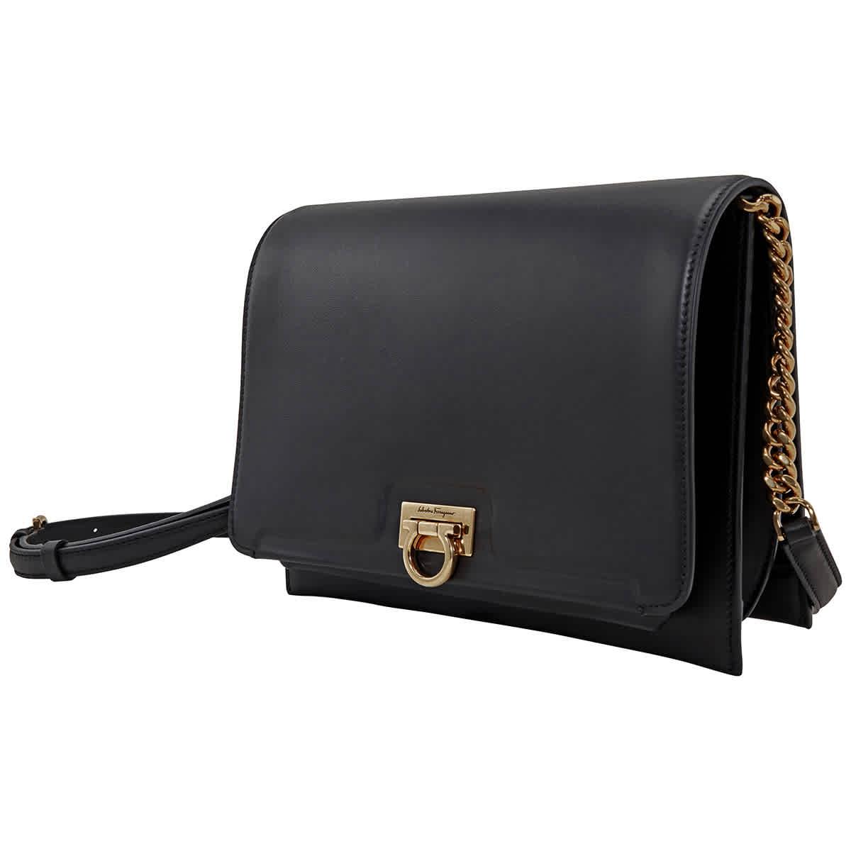 Ferragamo Trifolio Flap Medium Leather Shoulder Bag in Nero/Gold (Black) -  Save 63% | Lyst