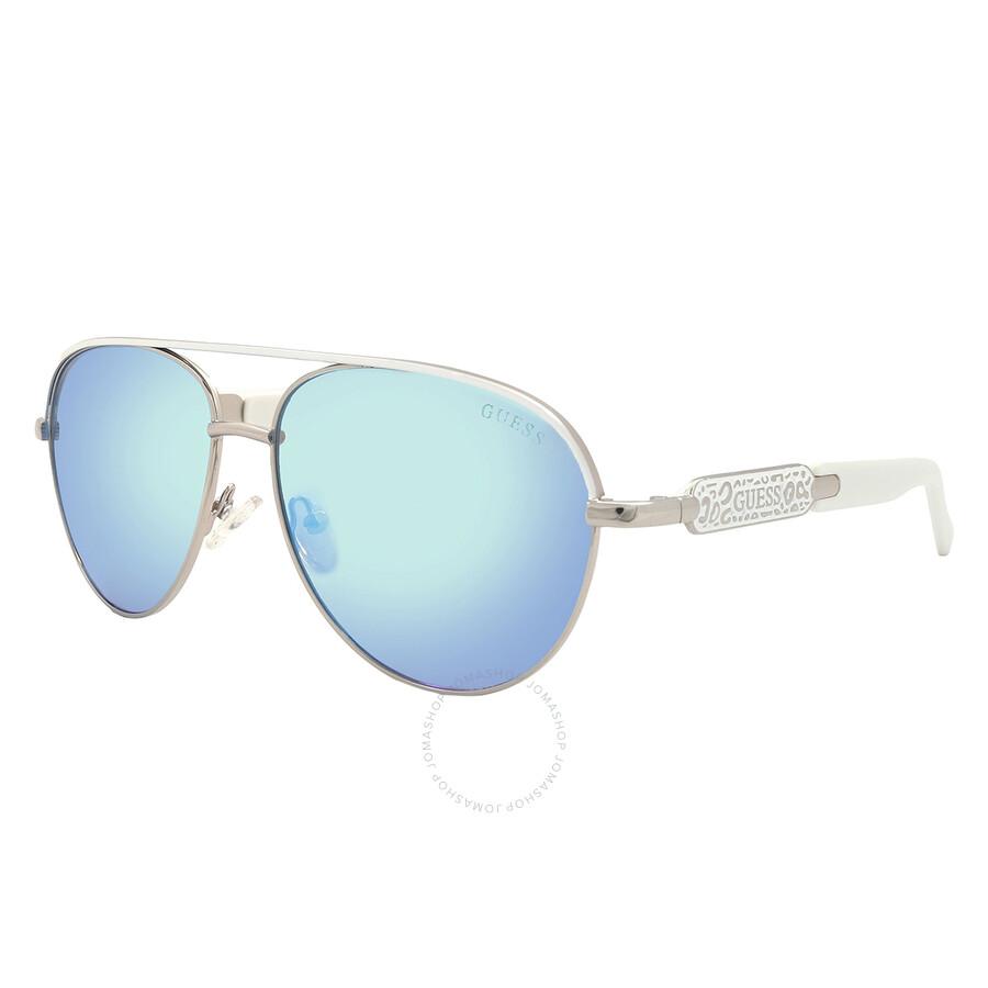 Guess Blue Mirror Pilot Sunglasses Gf0287 06x 57 Lyst