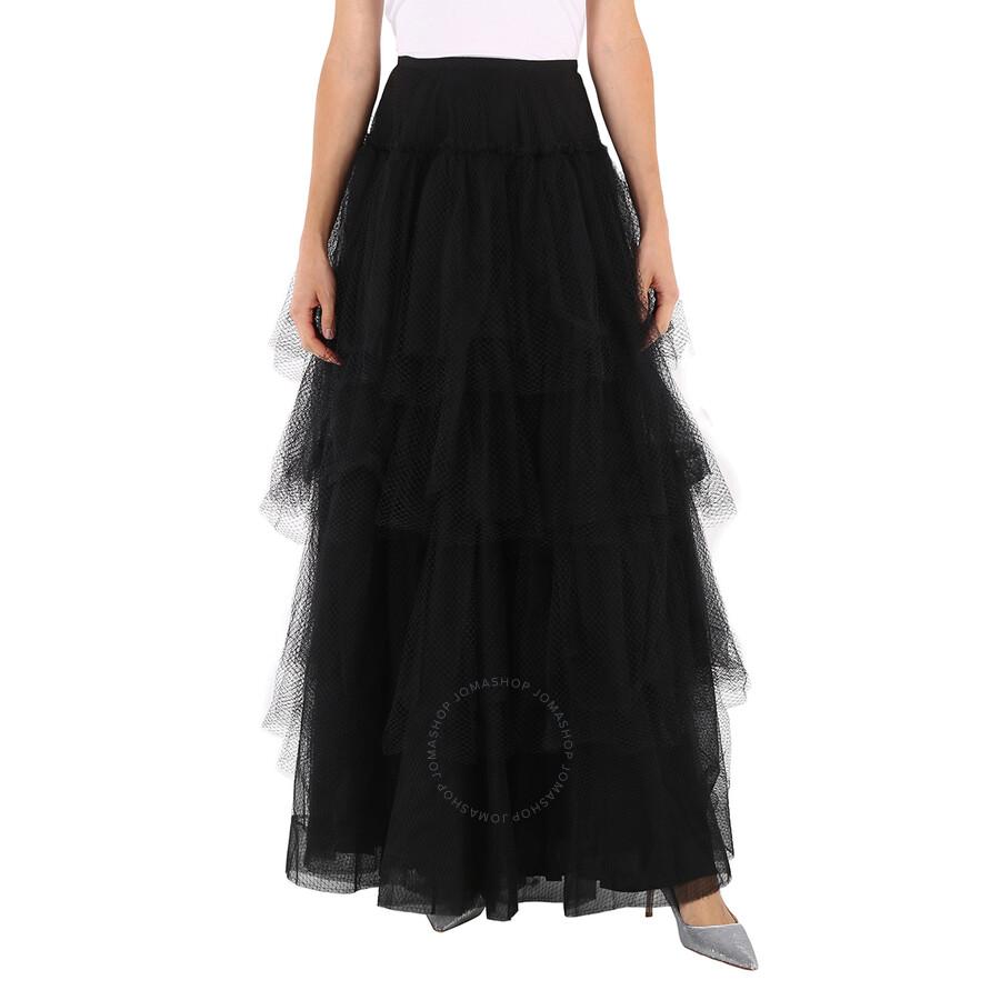Burberry Tiered Open-net Tulle Skirt in Black | Lyst