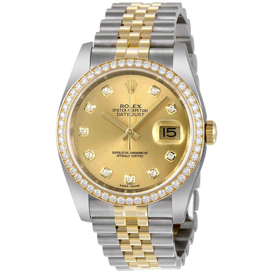 Rolex Oyster Perpetual Datejust 36 Champagne Dial Stainless Steel & 18k  Yellow Gold Jubilee Bracelet Automatic Watch in Metallic | Lyst