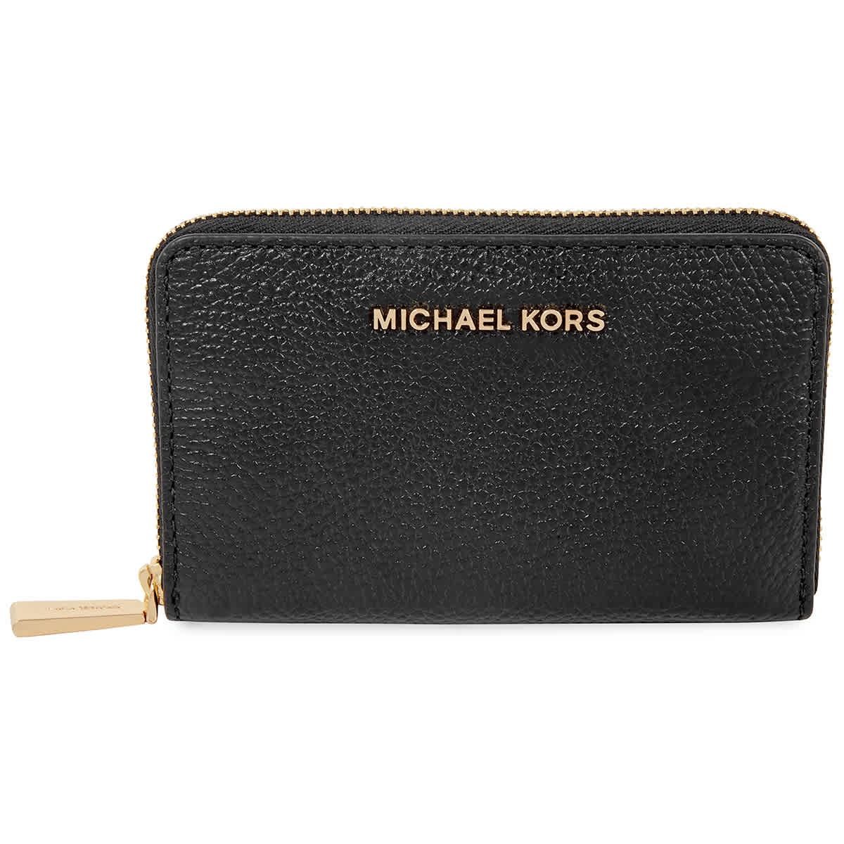 Tilsyneladende Gym hænge Michael Kors Small Pebble Leather Card Case Wallet in Black | Lyst