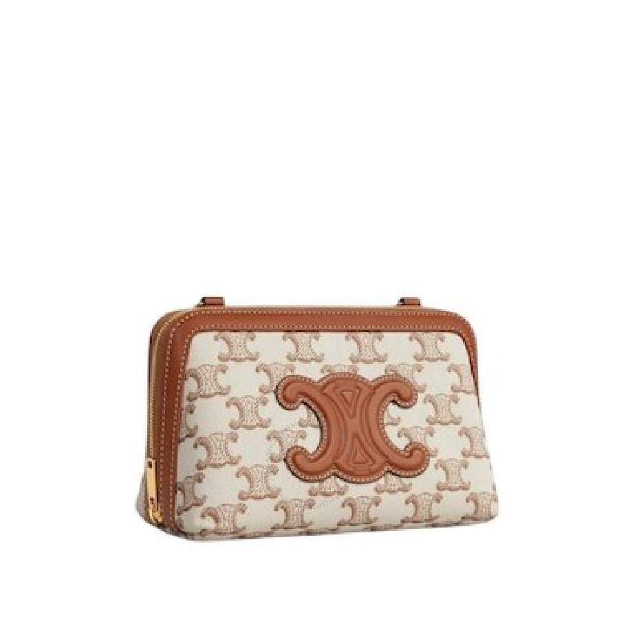 Celine Clutch On Chain Cuir Triomphe Print in Natural | Lyst UK