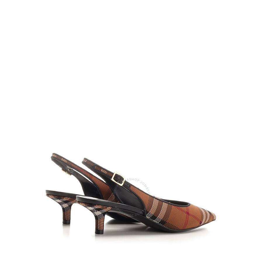 【関税込み】BURBERRY Slingback check BURBERRY Checked canvas-jacquard slingback pumps | NET-A-PORTER