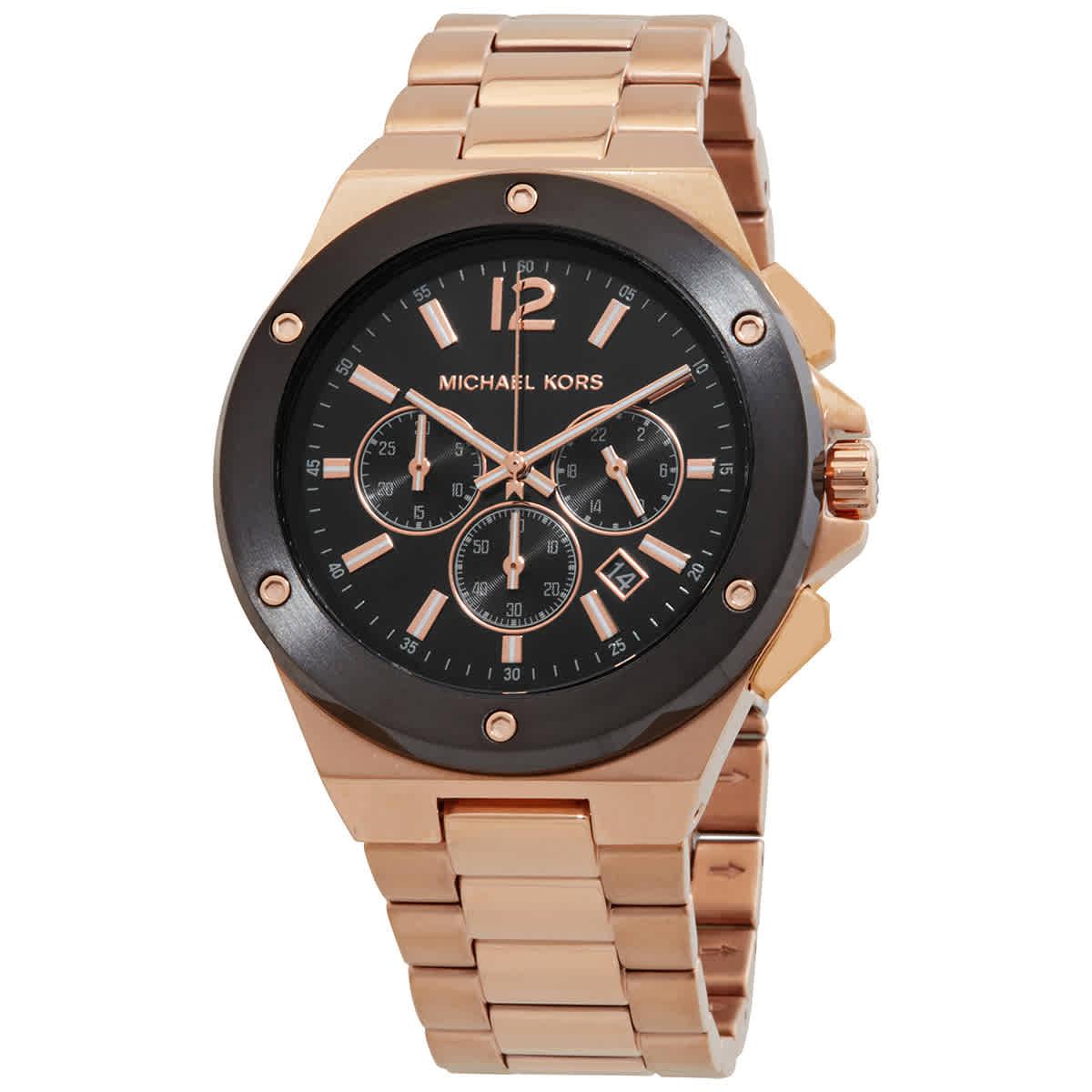 Metallic Lennox in Chronograph Michael Watch Men Lyst Dial for | Kors Quartz Black