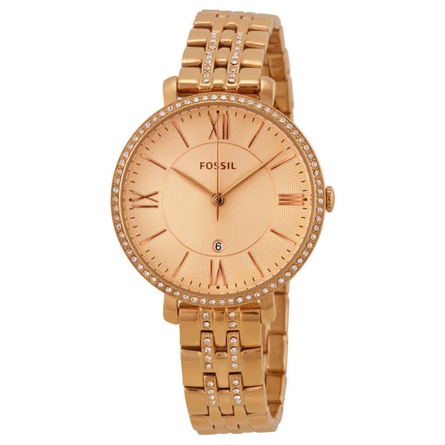 Fossil Jaqueline Rose Dial Rose Goldplated Ladies Watch in Gold Tone
