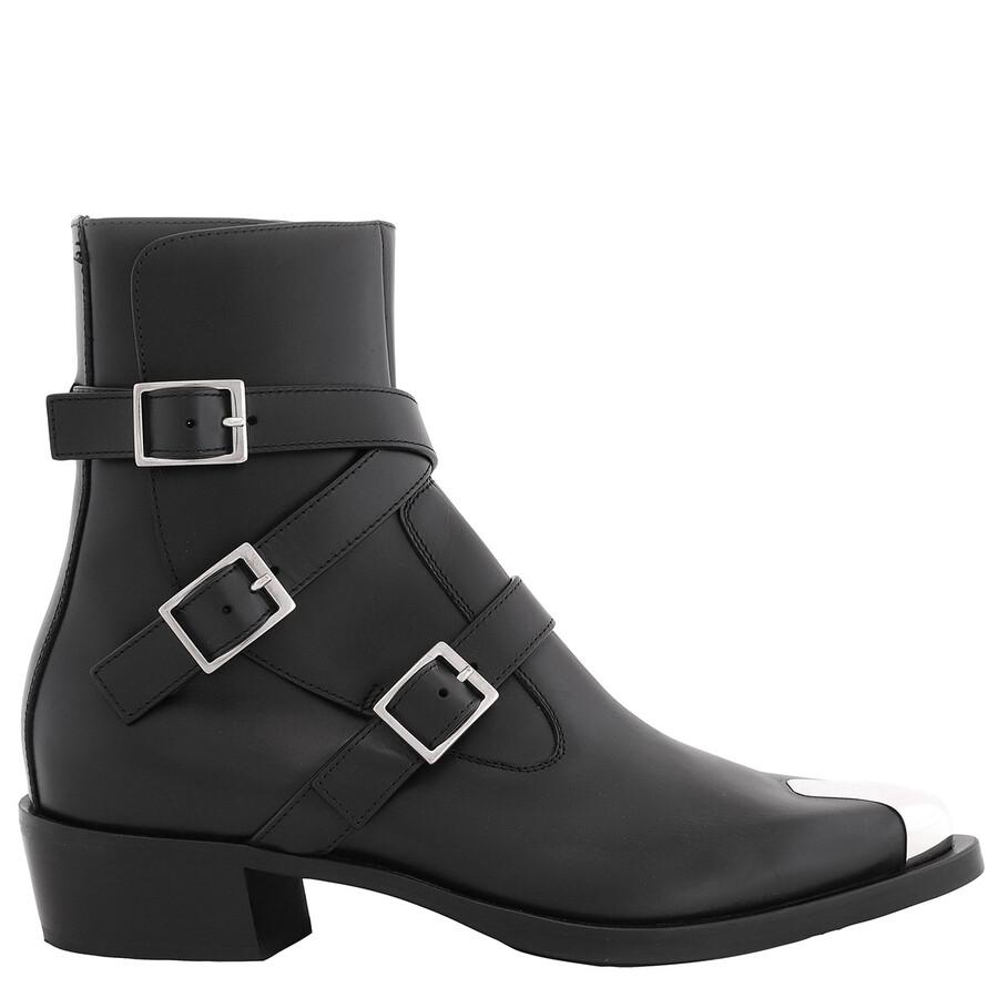 McQueen Punk Triple Strap Leather Boots, Brand Size 40 Us in  display picture 3
