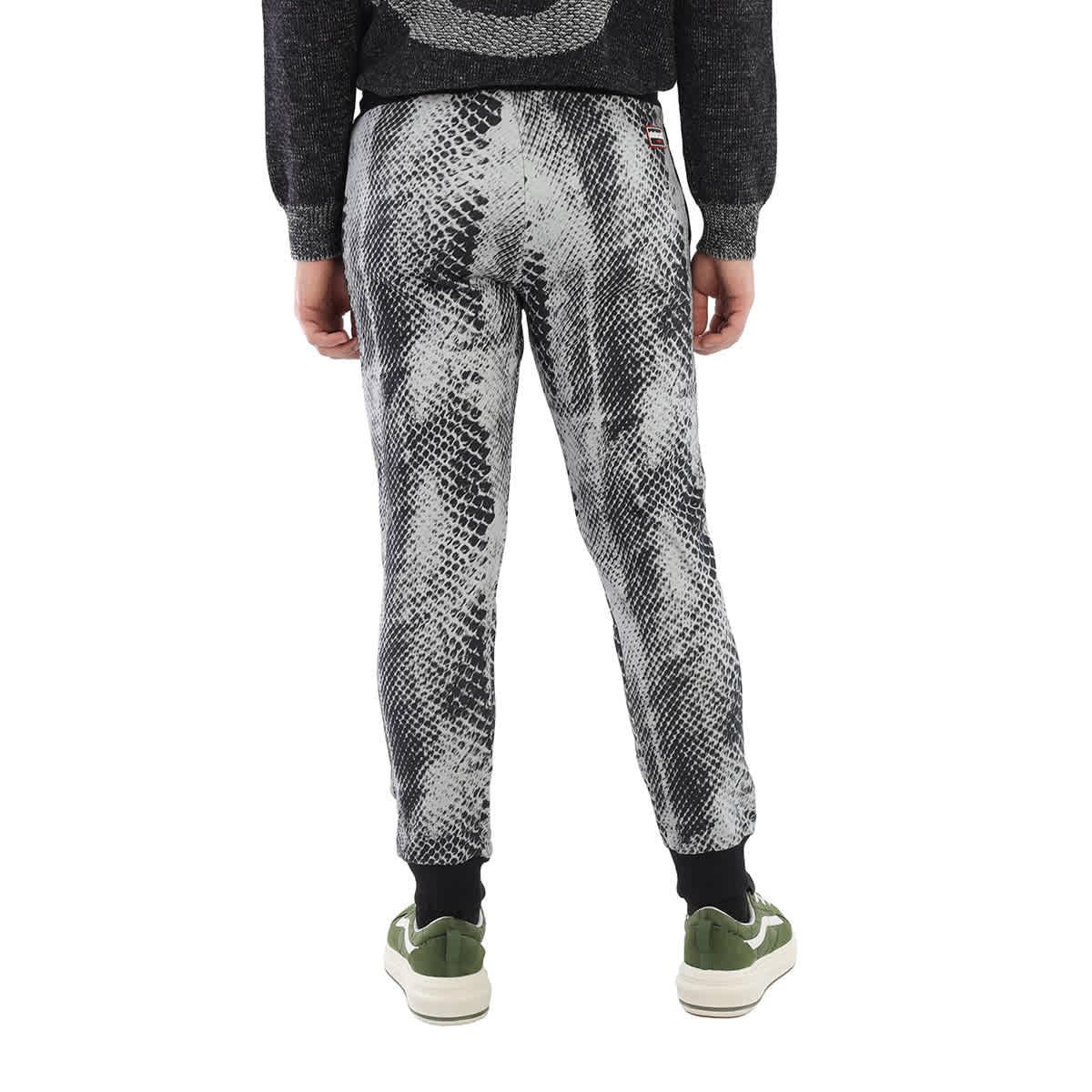 Roberto Cavalli Grey Python-print Cotton Sweatpants in Black for