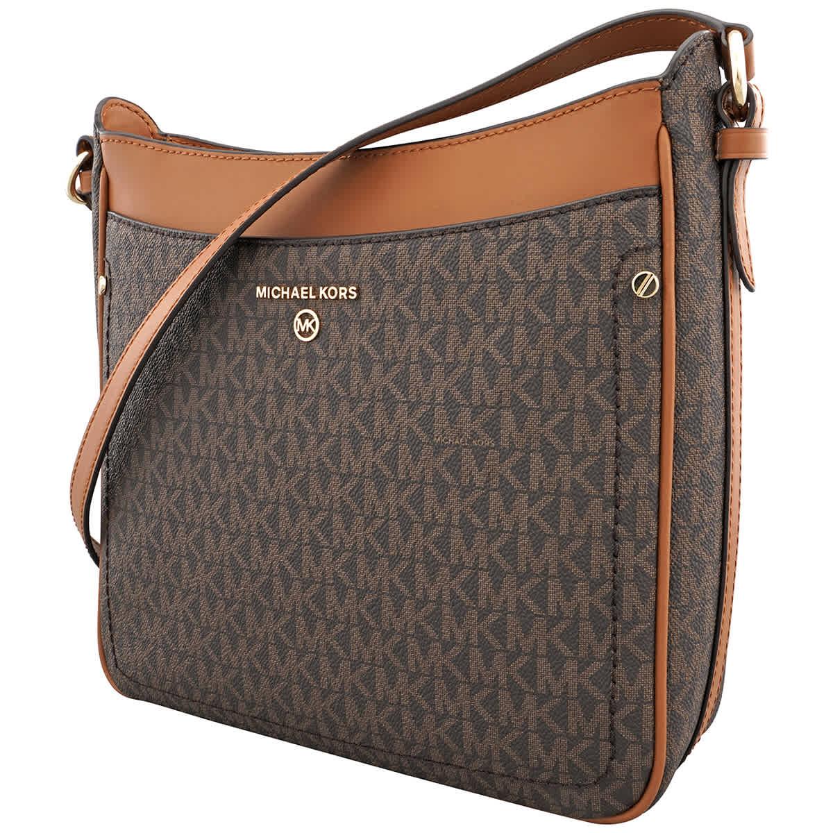 Michael Kors Signature Jet Set North South Crossbody Bag in Brown