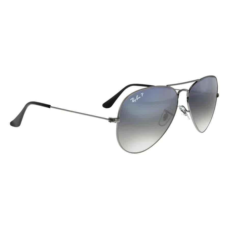 Ray-Ban Aviator Gradient Blue Grey Gradient Polarized Unisex Sunglasses ...