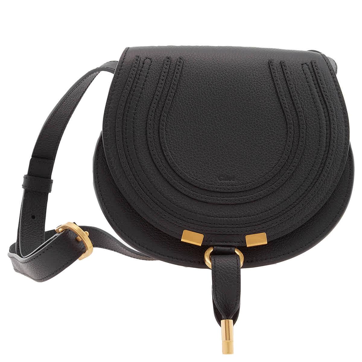 Chloé Leather Small Marcie Saddle Bag in Black | Lyst