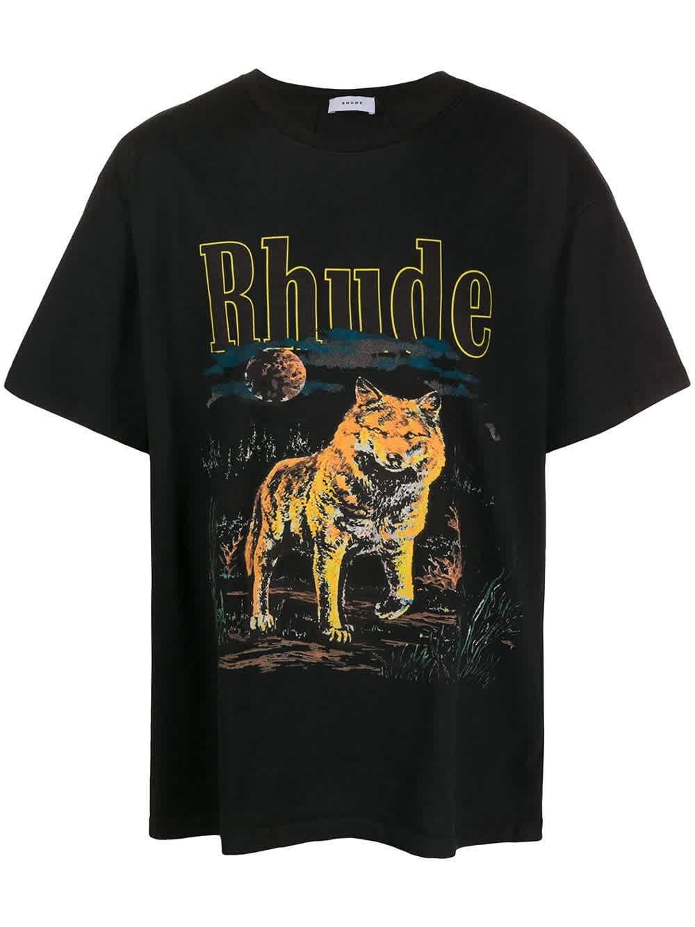 Rhude Cotton Black Wolf Tee for Men | Lyst