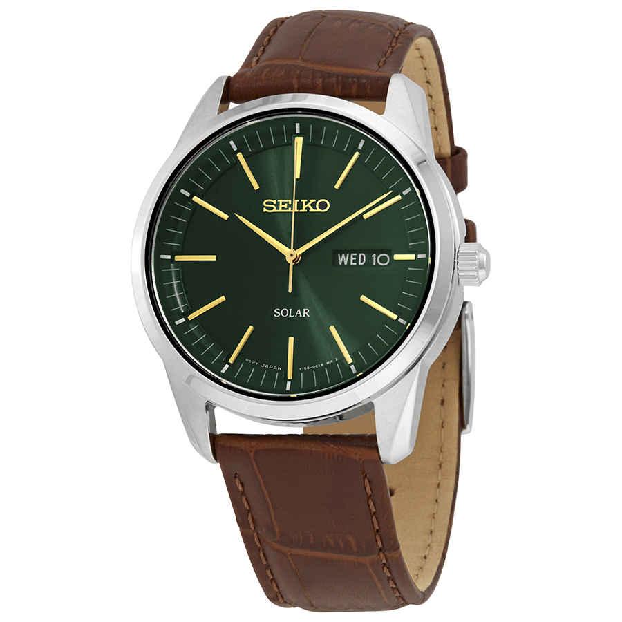 Seiko Leather Dark Green Sunray Dial 