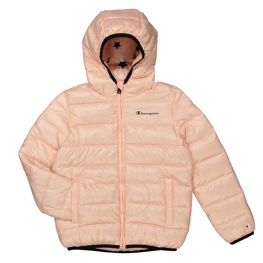 Champion Girls Legacy Hooded Puffer Jacket in Natural Lyst