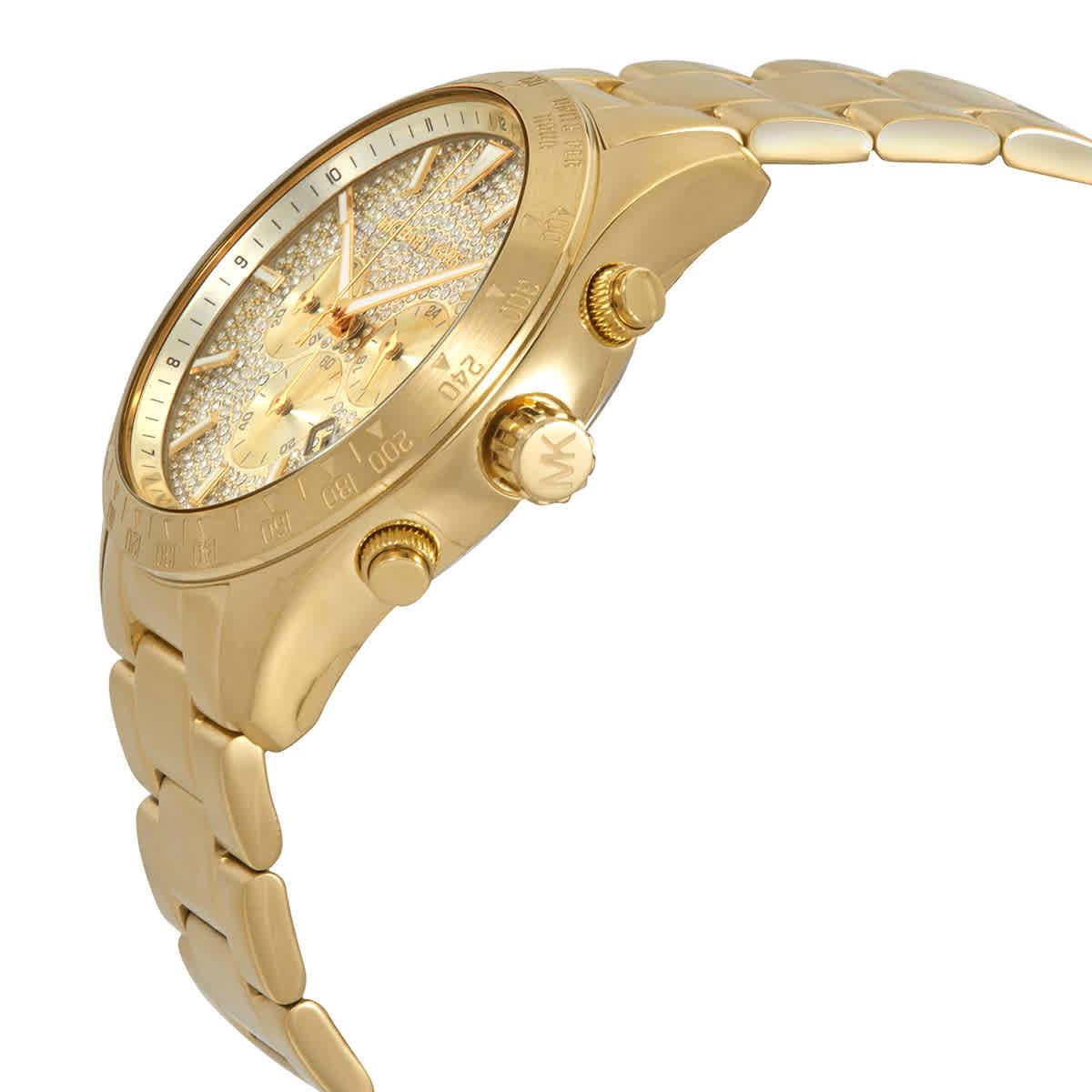 Michael Kors Metallic Watch Pavé Gold-tone Lyst for | Men Oversized in Layton