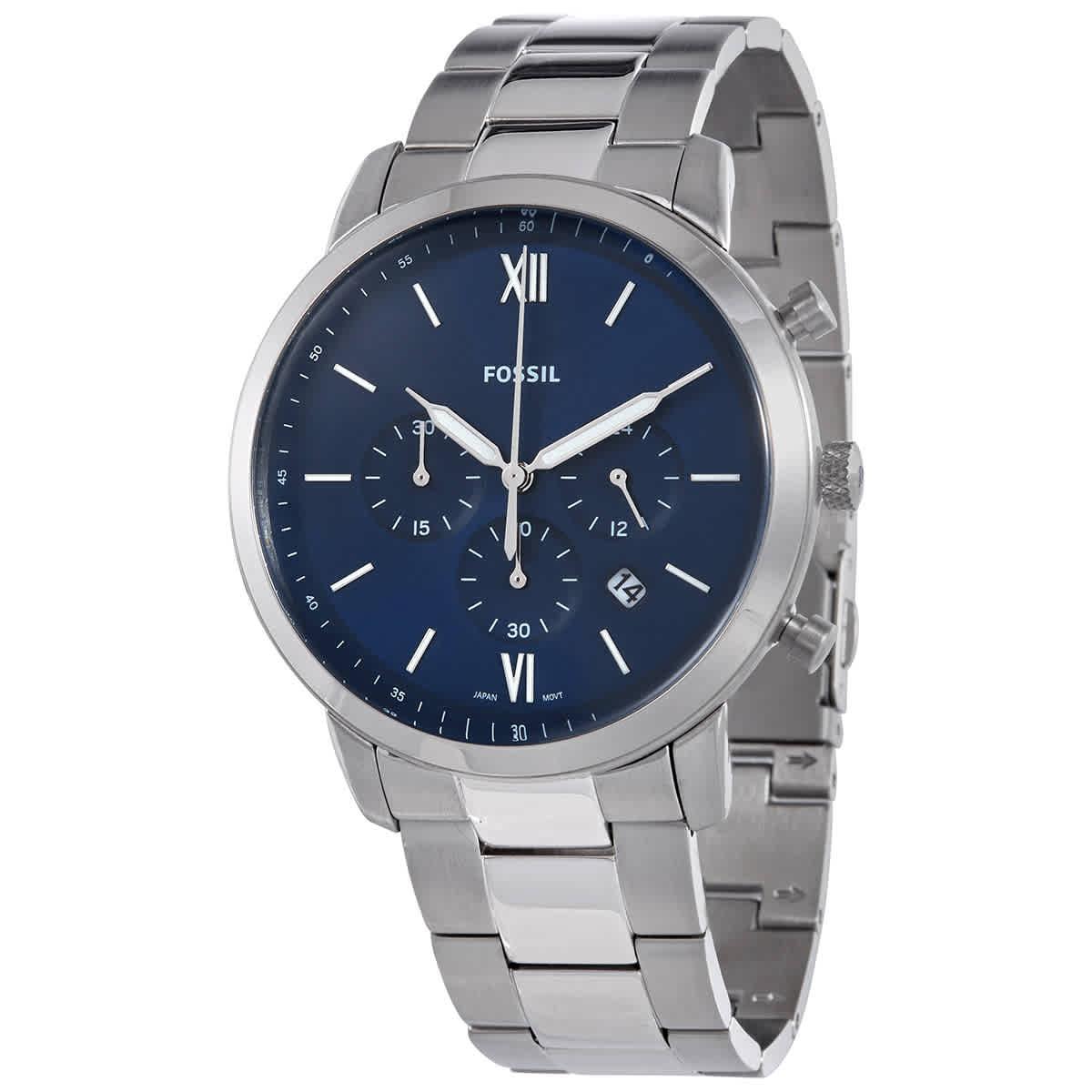 Fossil Leather Neutra Chronograph Stainless Steel Watch Case C221046 in Silver Metallic Mens Accessories Watches for Men 