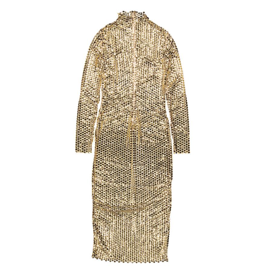 Burberry Gold Thalia Metallic Paillette-embellished Mesh Dress in
